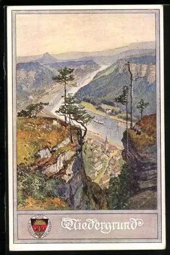 AK Deutscher Schulverein Nr.: 231, Tal mit Ortsansicht, Niedergrund