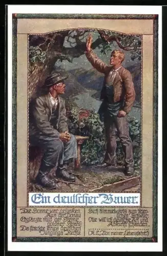 AK Deutscher Schulverein NR: 790, ein deutscher Bauer, Die Sonne war gesunken, aus der Donau...