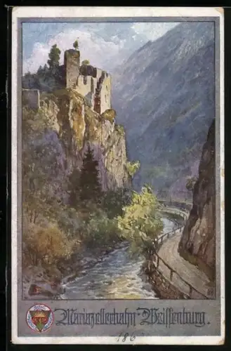 AK Deutscher Schulverein Nr. 712: Mariazellerbahn, Ruine Weissenburg