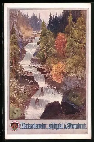 AK Deutscher Schulverein Nr. 717: Wienerbruck /Mariazellerbahn, Am Lassingfall
