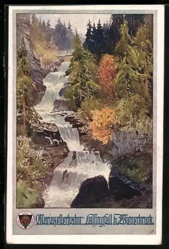 AK Deutscher Schulverein Nr. 717: Wienerbruck /Mariazellerbahn, Am Lassingfall