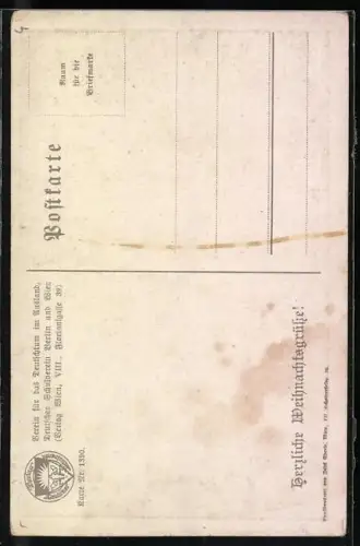 AK Deutscher Schulverein NR 1390: Ortsansicht mit Kirche im Winter zur Weihnachtszeit