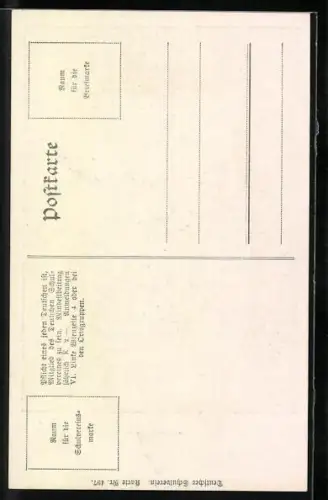 AK Deutscher Schulverein NR 497: J. v. Scheffel, Ekkehard, Wächter sieht eine Gestalt übers Schlachtfeld huschen