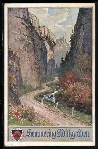 AK Deutscher Schulverein NR 451: Semmering, Partie in den Adlitzgräben