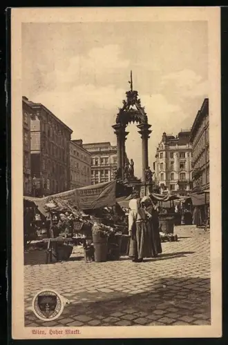AK Wien I, Hoher Markt, Frauen vor einem Stand, Deutscher Schulverein