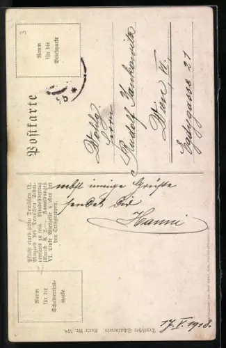 AK Deutscher Schulverein NR 578: Liebespaar guckt vom Turm herab, Pfingsten