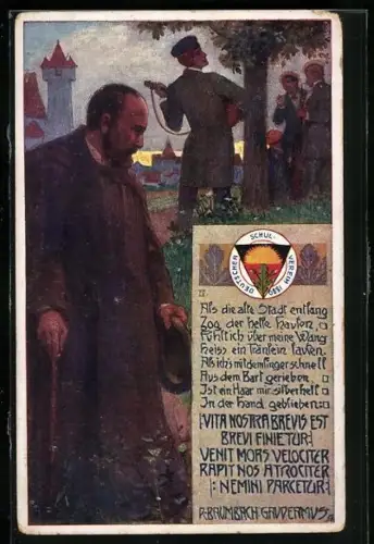 AK Deutscher Schulverein NR 239: Burschenschafter feiern mit Gitarrenmusik, alter Herr