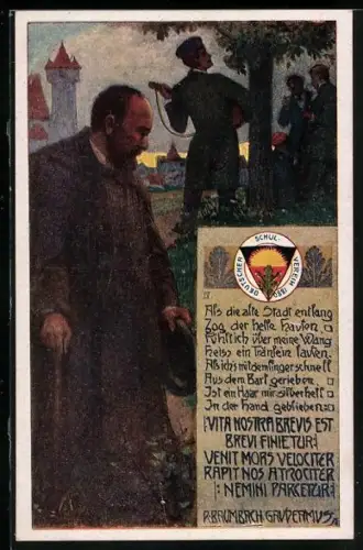 AK Deutscher Schulverein NR 239: Burschenschafter feiern mit Gitarrenmusik, alter Herr