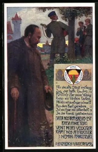 AK Deutscher Schulverein NR 239: Alter Mann schaut zu den singenden Studenten am Baum