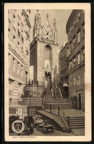 AK Wien, Ansicht der Maria-Stiegen, Deutscher Schulverein