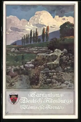 Künstler-AK Deutsch Altenburg, Carnuntum, Römische Arena, Deutscher Schulverein