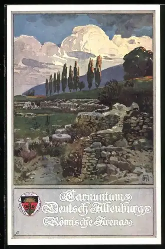 Künstler-AK Deutsch Altenburg, Carnuntum, Römische Arena, Deutscher Schulverein