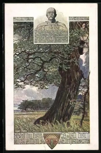 AK Deutscher Schulverein Nr. 986: Alte Eiche, Fürst Otto von Bismarck