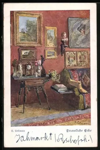 AK Deutscher Schulverein Nr. 960: Trauliche Ecke, Blick in eine Stube