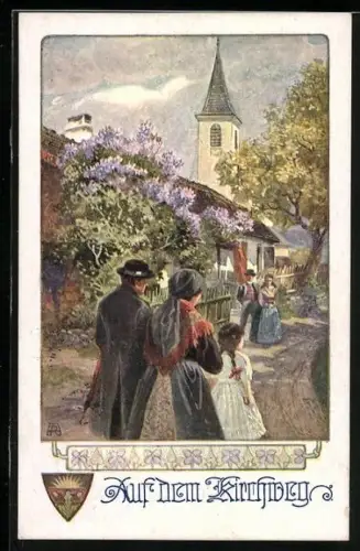 AK Deutscher Schulverein NR: 948, Bewohner treffen sich auf dem Kirchweg