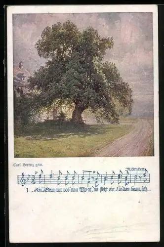 AK Deutscher Schulverein NR 904: Lindenbaum vor einem Haus