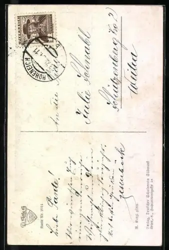 AK Deutscher Schulverein NR. 2014: R. Kargl: Lied O du fröhliche, Paar geht zum Gottesdienst am Heiligabend