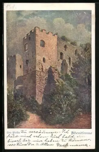 AK Deutscher Schulverein Nr. 1056: Ruine in der Abendsonne