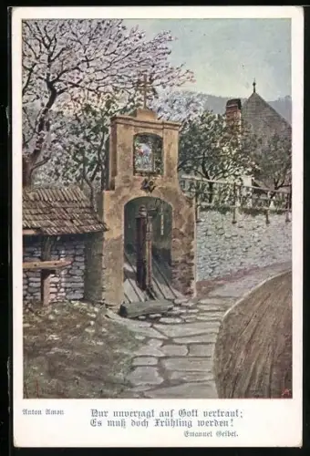 AK Deutscher Schulverein Nr. 1022: Nur unverzagt auf Gott vertraut es muss doch Frühling werden!, Kirche