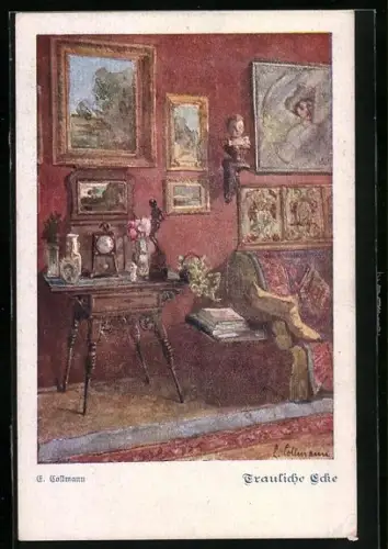 AK Deutscher Schulverein Nr. 960: Trauliche Ecke, Blick in eine Stube