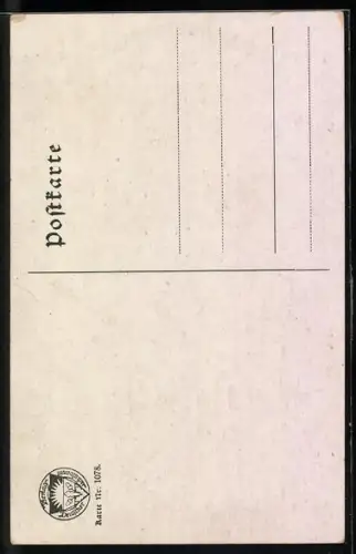 AK Deutscher Schulverein NR 1078: eine junge Frau im langem weissen Kleid mit Blumen in der Hand