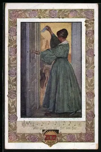 AK Deutscher Schulverein NR.1067: Frau verabschiedet sich von ihrem Liebsten