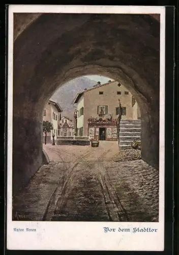 AK Deutscher Schulverein Nr.1024: Vor dem Stadttor von Anton Amon