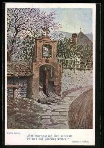 AK Deutscher Schulverein Nr. 1022: Nur unverzagt auf Gott vertraut es muss doch Frühling werden!, Kirche