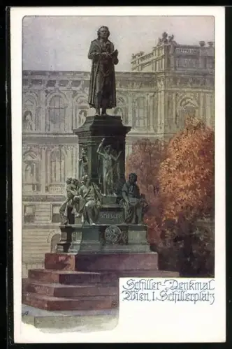 AK Deutscher Schulverein NR. 813: Schiller-Denkmal in Wien, Frontansicht