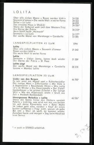 AK Sängerin Lolita an Bord von Segelschiff, Autograph