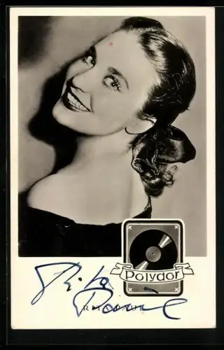AK Musikerin Rita Paul in Rückansicht, Autograph