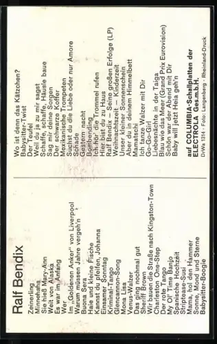 AK Musiker Ralf Bendik im Portrait mit Hut, Autograph