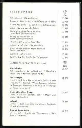 AK Musiker Peter Kraus mit Hockeyschläger, Autograph