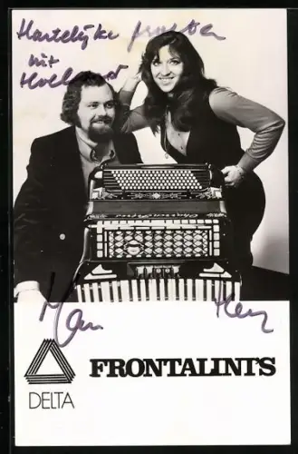 AK Musiker-Duo Frontalini`s mit Akkordeon, Autograph