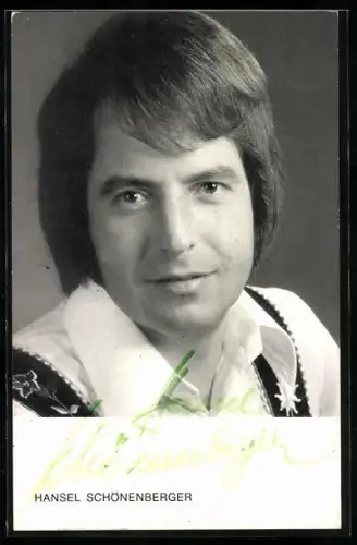 AK Musiker Hansel Schönenberger, Portrait in Tracht, Autograph