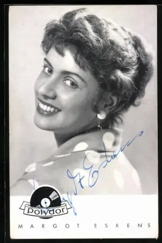 AK Sängerin Margot Eskens, Portrait im Halbprofil, Autograph