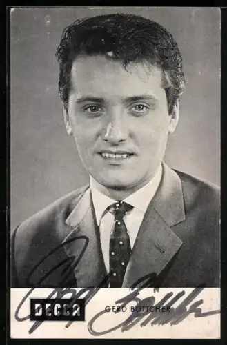 AK Sänger Gerd Böttcher, Portrait im Anzug, Autograph