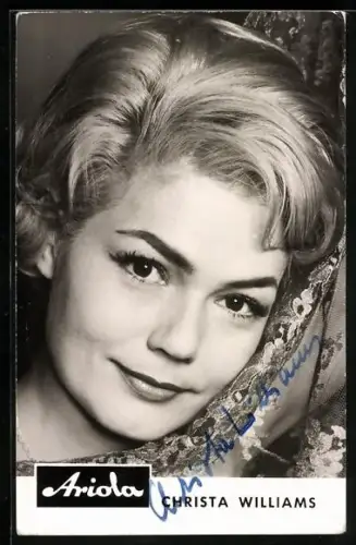 AK Sängerin Christa Williams blickt in die Kamera, Autograph