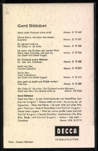 AK Musiker Gerd Böttcher, Portrait im Anzug, Autograph