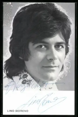 AK Musiker Lino Moreno blickt in die Kamera, Autograph