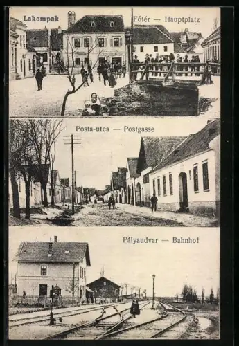 AK Lackenbach, Lakompak, Postgasse, Bahnhof, Hauptplatz