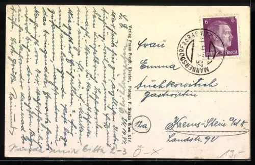 AK Mannersdorf an der Rabnitz, Kloster-Marienburg, Bahnhof, Gasthuas z. d. 3 Lilien
