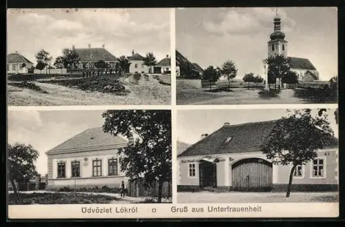 AK Unterfrauenhaid, Blick zur Kirche, Kreuzung im Ort