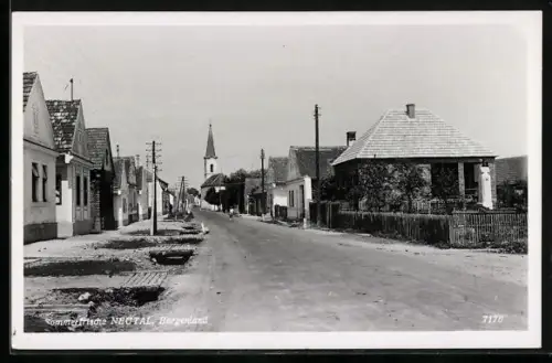 AK Neutal /Burgenland, Strassenpartie mit Blick zur Kirche