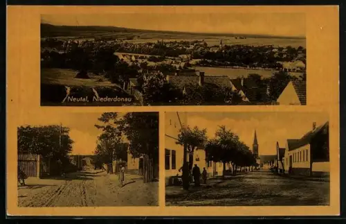 AK Neutal /Niederdonau, Blick zur Kirche, Strassenpartie im Ort