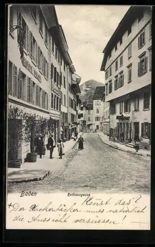 AK Baden, Häuser in der Rathausgasse