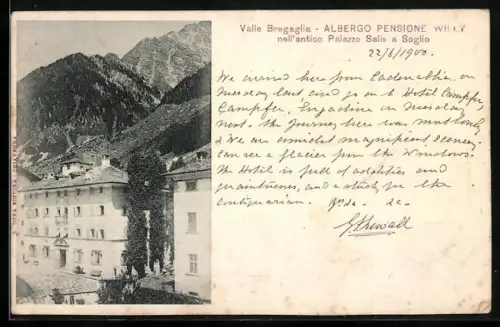AK Soglio, Albergo Pensione Willy nell` antico Palazzo Salis, Valle Bregaglia