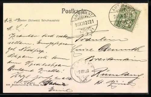 AK Baden /Schweiz, Schulhausplatz