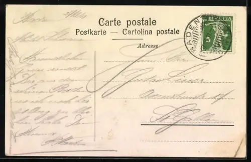 AK Baden /Schweiz, Strassenpartie in der Vorstadt