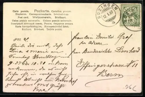 AK Bözingen, Ortspartie mit Brücke, Blick zum Hotel Rössli